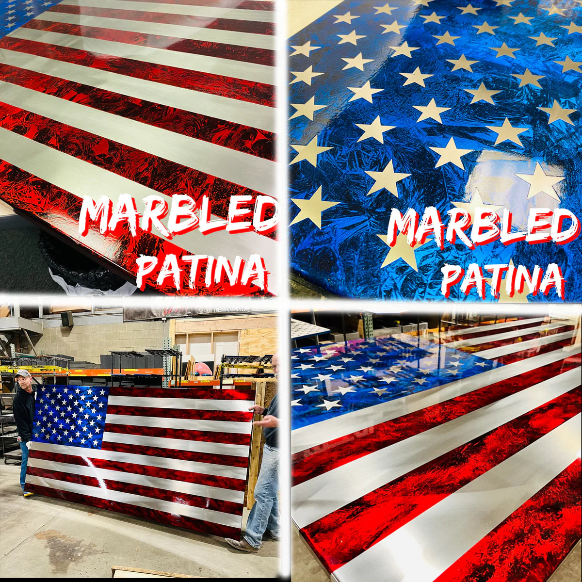 Steal Hand Marbled Patina Flag