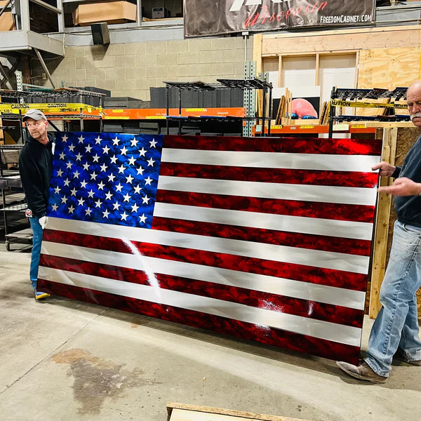 Hand Marbled Patina Flag Polished Aluminum
