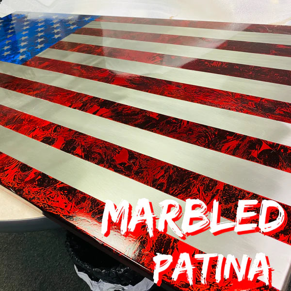 Hand Marbled Patina Flag Polished Aluminum