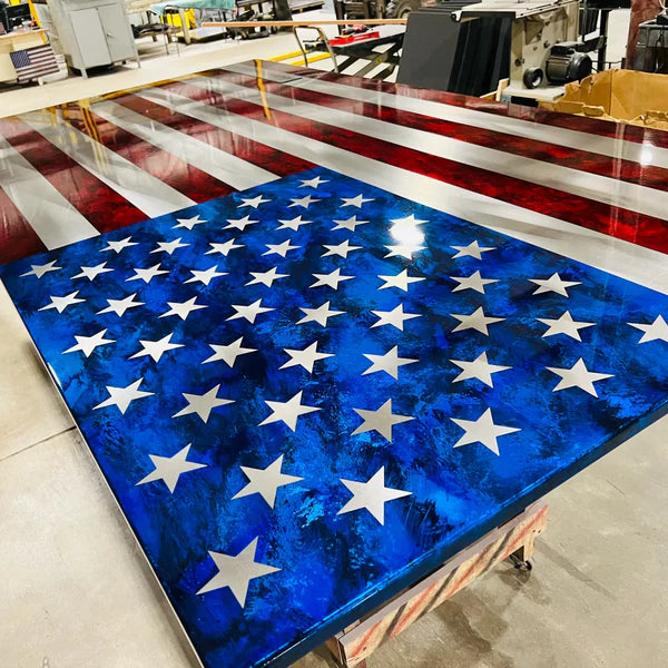 Hand Marbled Patina Flag Polished Aluminum