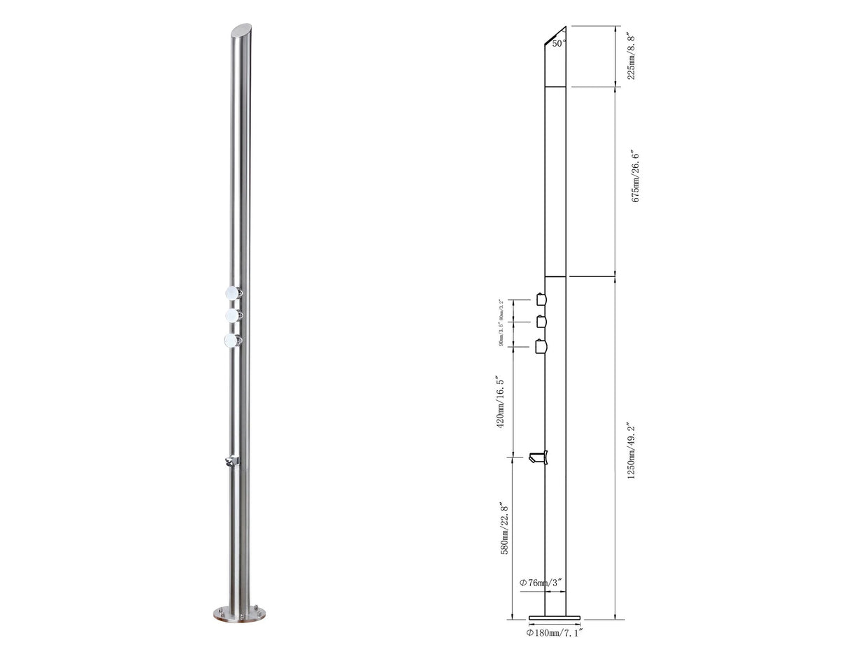 Wayime 85" Freestanding Modular Waterfall Shower – 304 Stainless Steel